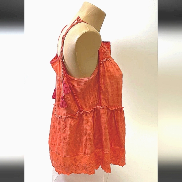 Anthropologie Vibrant Coral 100% Cotton Camisole Sz Small - Picture 2 of 5